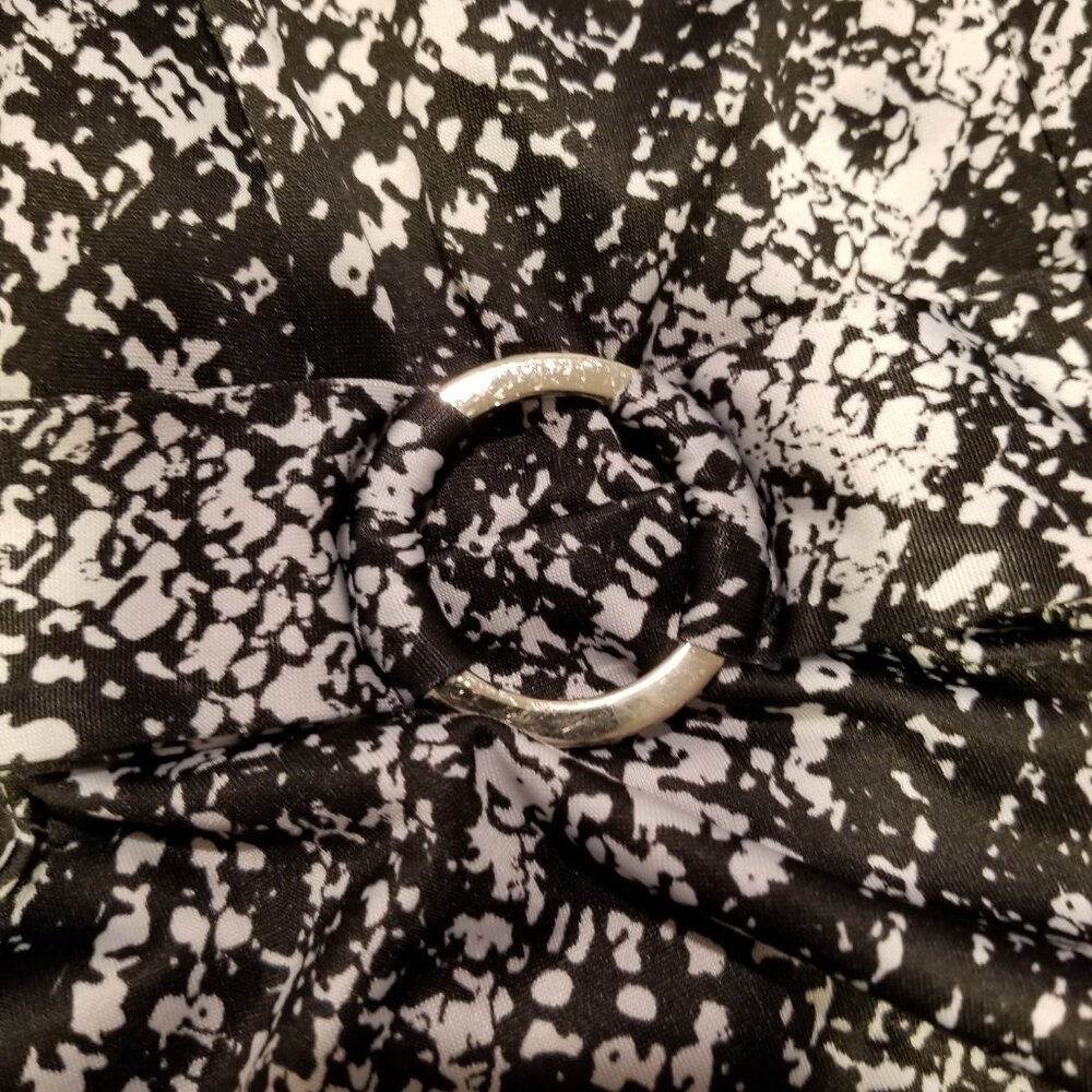 Avenue Cap Sleeve Women 26/28 Black Abstract Tunic Scoop Neck Ruched Front - Picture 5 of 7